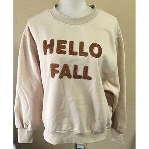 Panache Crewneck Hello Fall Graphic Rust Letters Sz S